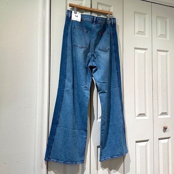 NWT Ann Taylor Colorblock Wide Leg Two Tone Tuxedo Stripe Trouser Jeans 14 - Picture 6 of 12